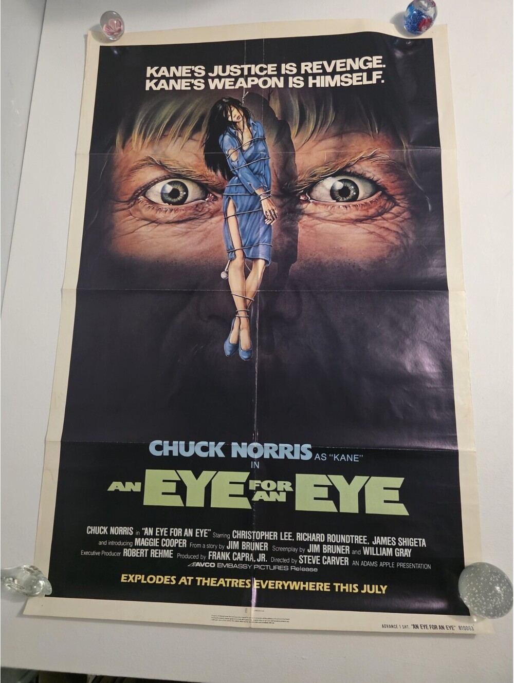 EYE FOR AN EYE ORIGINAL MOVIE POSTER 27X41 CHUCK NORRIS Rare